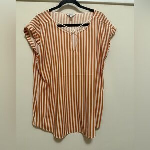 Express Orange Striped Blouse - L